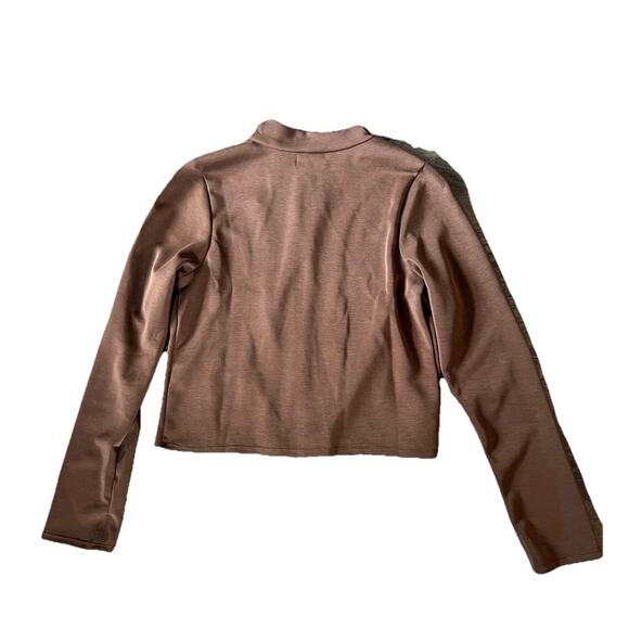 NUX Los Angeles Brown Zip Jacket Womens XL Fitted Athleisure Yoga Stretch - Picture 3 of 10
